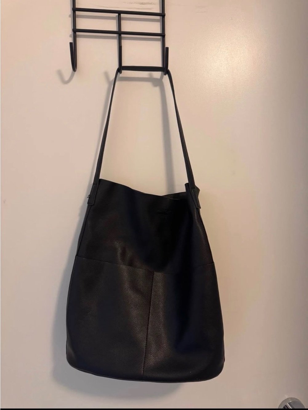OAK + FORT Black Leather Shoulder Bag